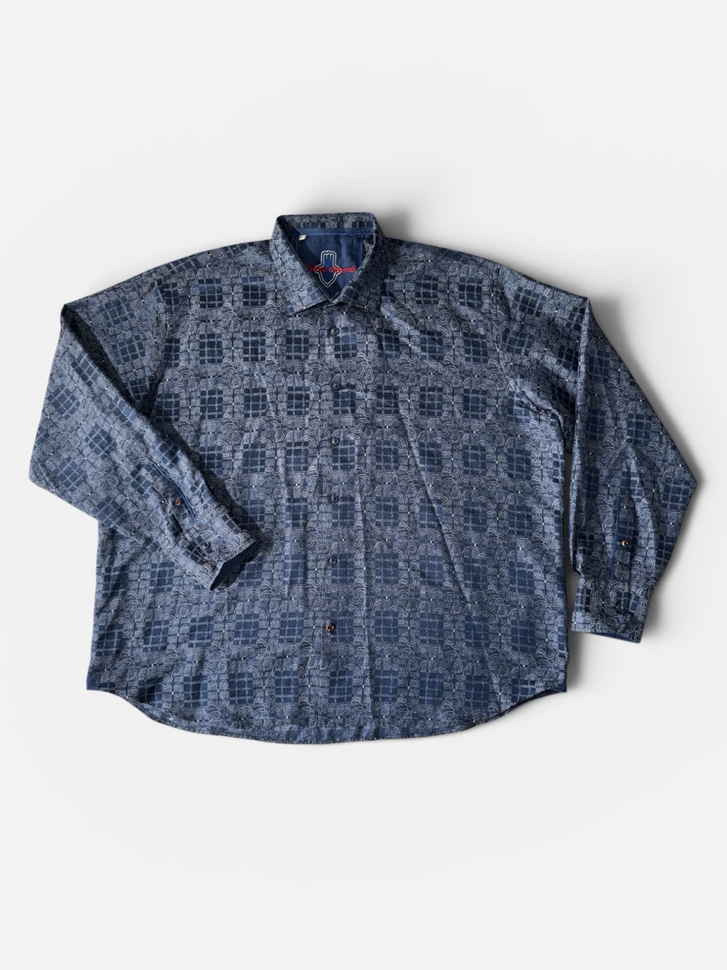 Luciano Visconti Mens 4xl Xxxxl Paisley Pattern Cotton Button Up Shirt Euc